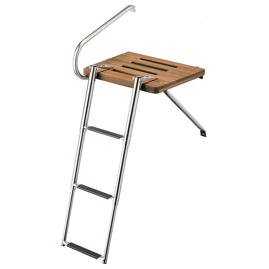 Whitecap Teak Swim Platform w/3-Step Telescoping Ladder f/Boats w/Outboard Motors [68902]